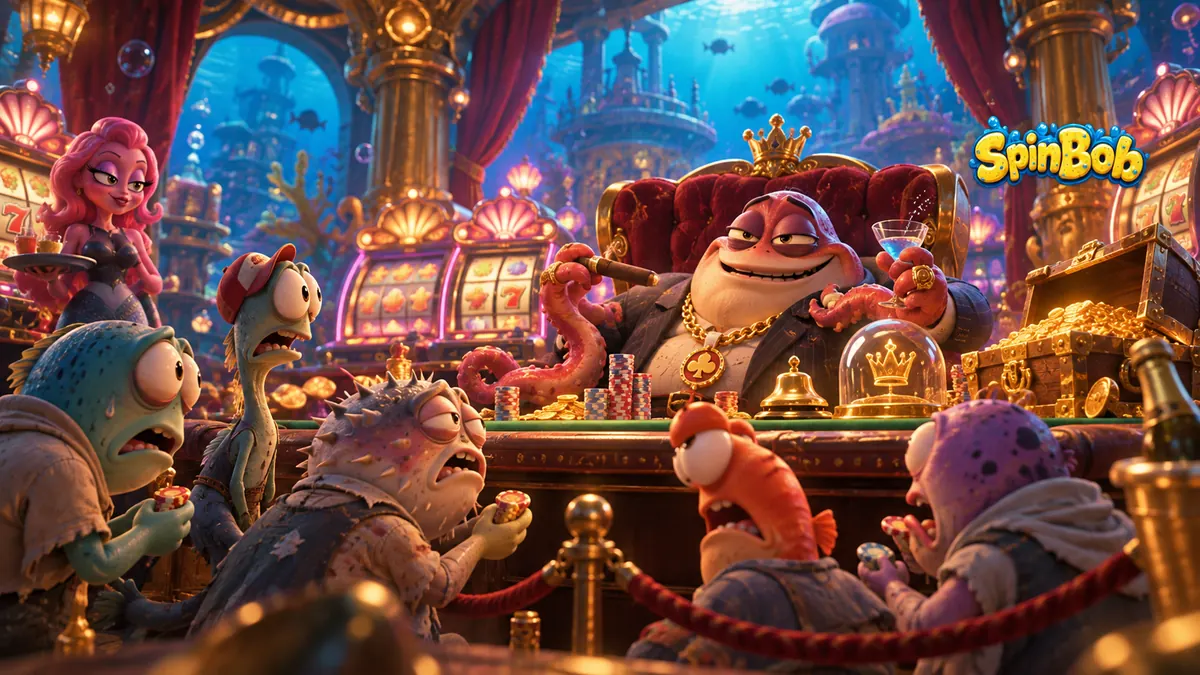 Spinbob high-roller table with an octopus boss and treasure chests