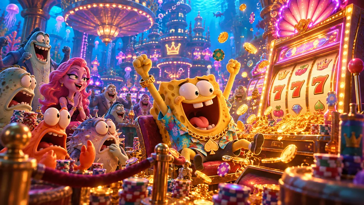 Spinbob winner celebrating a jackpot on a slot machine